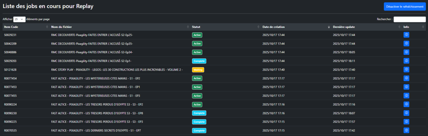 Transcodage Dashboard 3